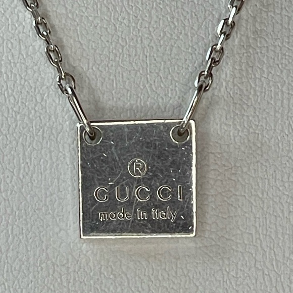 GUCCI Logo 925 Sterling Silver Pendant Necklace - Picture 2 of 7